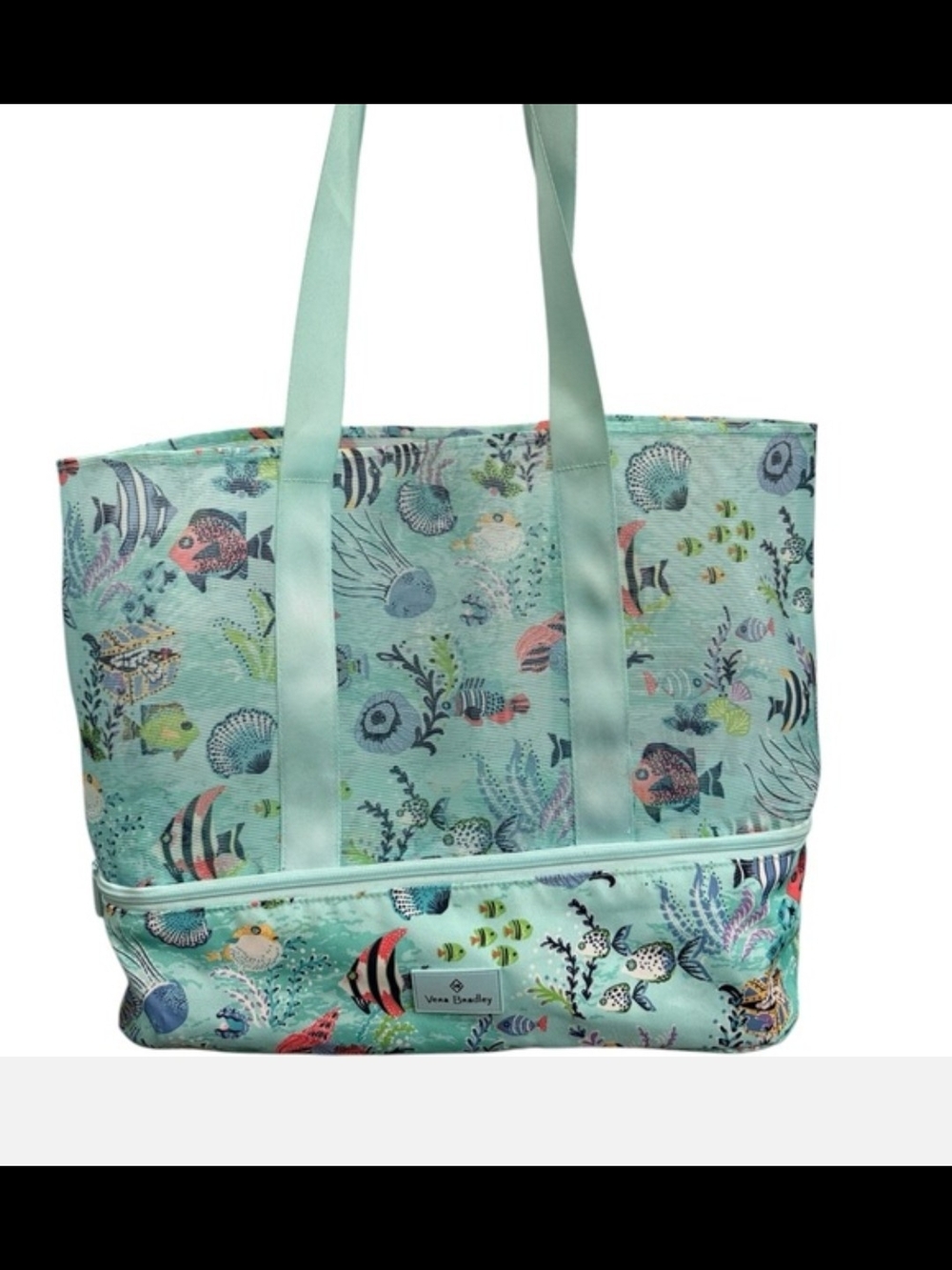 Vera Bradley Antilles Treasure Beach Tote Pool Bag Mesh Wet/Dry Zip Bottom EUC